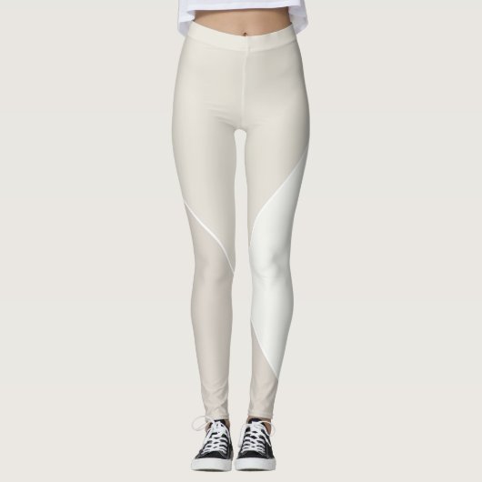 Moderne Elegant Beige Braun Weißer Chic Leggings (Vorderseite)
