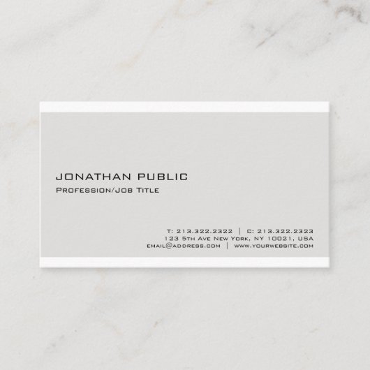 Moderne Elegant Beige Weiß Beruflich Minimalistisc Visitenkarte (Vorderseite)