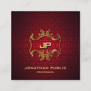 Moderne Elegant Beruflich Gold Monogram Luxury Quadratische Visitenkarte