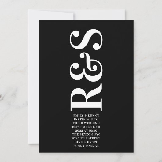 Moderne Elegant Big Monogram Bold einfache Hochzei Einladung (Vorderseite)