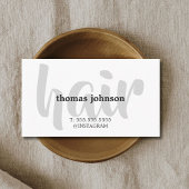 Moderne Elegant Black Gray White Hair Stylist Visitenkarte