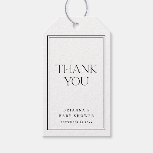 Moderne Elegant Black & White Vielen Dank Geschenkanhänger (Vorderseite)