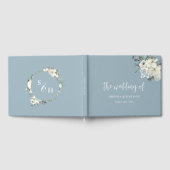 Moderne Elegant Blauer Hochzeitsvortrag von Elfenb Gästebuch (Voll)