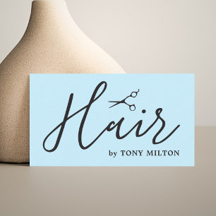 Moderne Elegant Blue Black Scissors Bold Hair Salo Visitenkarte