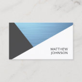 Moderne Elegant Blue FauxMetal Weiß Gray Geometric Visitenkarte (Vorderseite)