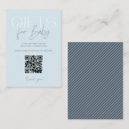 Moderne Elegant Blue Gifts Baby Dusche QR Code Begleitkarte