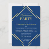 Moderne Elegant Blue Gold 2025 Graduation Party Einladung (Vorderseite)