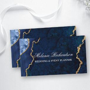 Moderne Elegant Blue Gold Marble Agate Geode Visitenkarte
