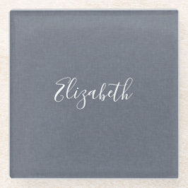 Moderne Elegant Blue Gray Linen Glasuntersetzer