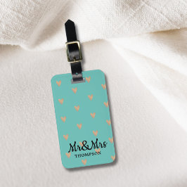 Moderne Elegant Blue Imitate Gold Herzens Mr. & Mr Gepäckanhänger