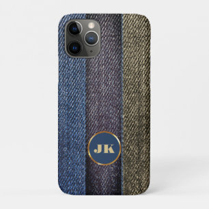 Moderne Elegant Blue Jeans Gold Metal Monogramm Na Case-Mate iPhone Hülle