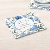 Moderne Elegant Blue n White Spring Floral Wedding Rechteckiger Pappuntersetzer (angewinkelt)