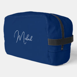 Moderne Elegant Blue White Monogram Travel Cosmeti Waschbeutel