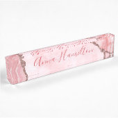 Moderne Elegant Blush Pink Agate Geode Namensplakette