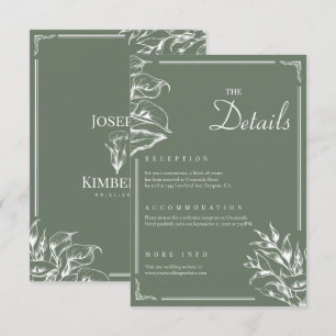 Moderne Elegant Boho Blumengrün Hochzeiten Details Begleitkarte