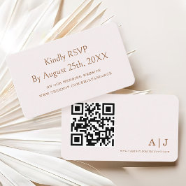 Moderne Elegant Boho Champagne Wedding RSVP qr Cod Begleitkarte