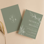 Moderne Elegant Boho Sage Green Wedding Minimalist Einladung<br><div class="desc">Moderne elegante Boho Sage Green Hochzeit Minimalistische Einladung. Monogramm hinten. Karo der Auflistung für mehr passende Elemente. (Monogramm Vektor,  konstruiert von Pikisuperstar)</div>