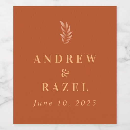 Moderne Elegant Boho Wedding Weinetikett (Einzelnes Label)