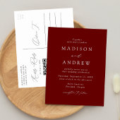 Moderne Elegant Burgund QR Code Wedding Einladungspostkarte