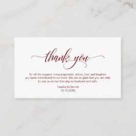 Moderne Elegant, Burgund Script Wedding Vielen Dan Begleitkarte