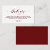 Moderne Elegant, Burgund Script Wedding Vielen Dan Begleitkarte (Vorne/Hinten)