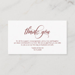 Moderne Elegant, Burgund Script Wedding Vielen Dan Begleitkarte