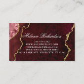 Moderne Elegant Burgundy Gold Marble Agate Geode Visitenkarte (Rückseite)