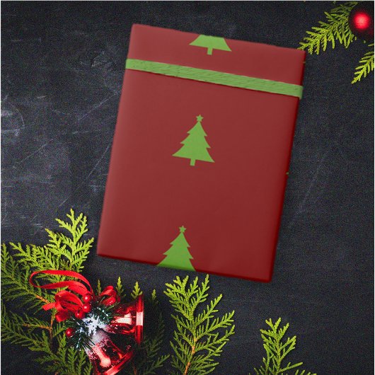 Moderne Elegant Burgundy Grüne Weihnachten Geschenkpapier