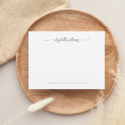 Moderne Elegant Chic Gray Script Calligraphy Mitteilungskarte