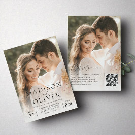 Moderne Elegant Classic 2 Foto QR Code Wedding Einladung