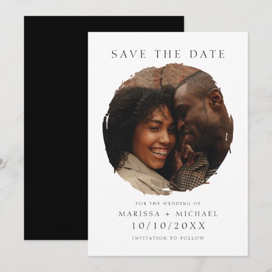 Moderne Elegant Couple's Foto Wedding Save The Date (Vorne/Hinten)