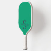 Moderne Elegant Custom Initial Name Luxury Green Pickleball Schläger (Links)