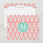 Moderne Elegant Damask Coral Paisley Personalisier Einladung (Vorne/Hinten)