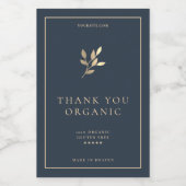 Moderne Elegant Dark Blue Gold Einfach Botanisch Lebensmitteletikett (Einzelnes Label)