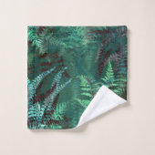 Moderne Elegant Dark Emerald Green Ferns Badhandtuch Set (Waschlappen)