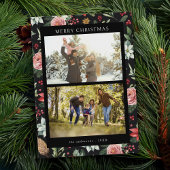 Moderne Elegant Dark Floral Frohe Weihnachten 2 Fo