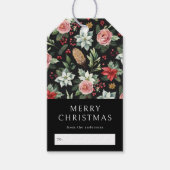 Moderne Elegant Dark Floral Weihnachten Geschenkanhänger (Vorderseite)