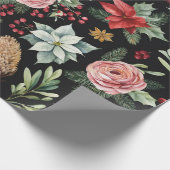 Moderne Elegant Dark Floral Weihnachten Geschenkpapier (Ecke)
