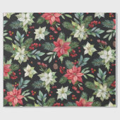 Moderne Elegant Dark Floral Weihnachten Geschenkpapier (Flach)