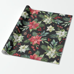 Moderne Elegant Dark Floral Weihnachten Geschenkpapier