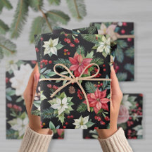 Moderne Elegant Dark Floral Weihnachten