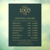 Moderne Elegant Dark Green | Geschäftsöffnungszeit Fensteraufkleber (Blatt 3)