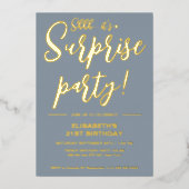 Moderne Elegant Dusty Blue 21. Überraschung Geburt Folieneinladung (Vorderseite)