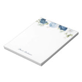 Moderne Elegant Dusty Blue Floral Personalisiert Notizblock (Rotiert)