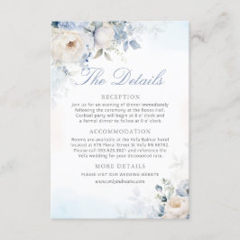 Moderne Elegant Dusty Blue Floral Wedding Details Begleitkarte