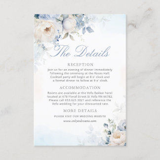 Moderne Elegant Dusty Blue Floral Wedding Details Begleitkarte