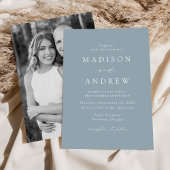 Moderne Elegant Dusty Blue Foto Wedding Einladung
