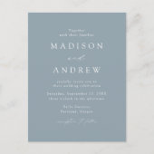 Moderne Elegant Dusty Blue QR Code Wedding Einladungspostkarte (Vorderseite)