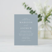 Moderne Elegant Dusty Blue QR Code Wedding Einladungspostkarte (Stehend Vorderseite)
