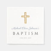 Moderne Elegant Dusty Blue Script Boy Taufe Serviette (Vorderseite)